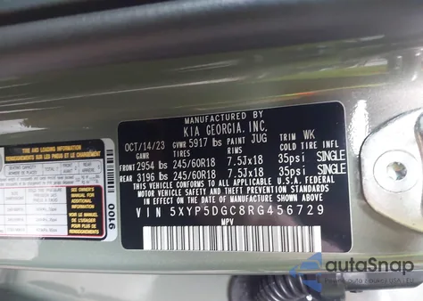 2024 Kia Telluride Sx Prestige X-Pro z USA, uszkodzony, nr VIN 5XYP5DGC8RG456729